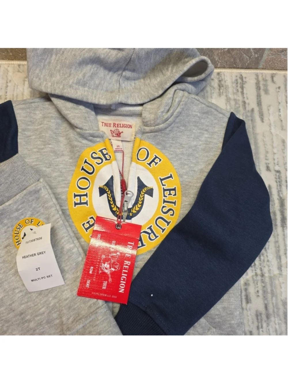 TRUE RELIGION Two-Piece Buddha Logo Zip Hoodie & Joggers Set Blue Boys 2T NWT